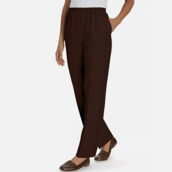 Alfred Dunner Classics Brown Solid 14P - Picture 1 of 6